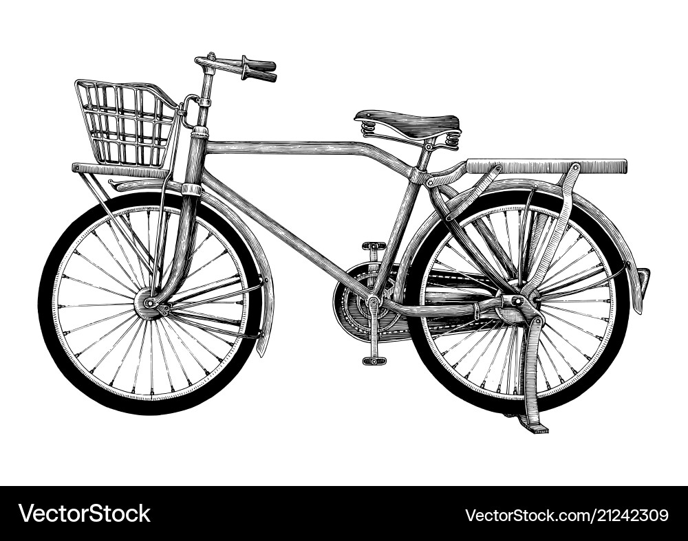 Vintage Bicycle Drawing - Hand Drawn Clip Art Vector Image