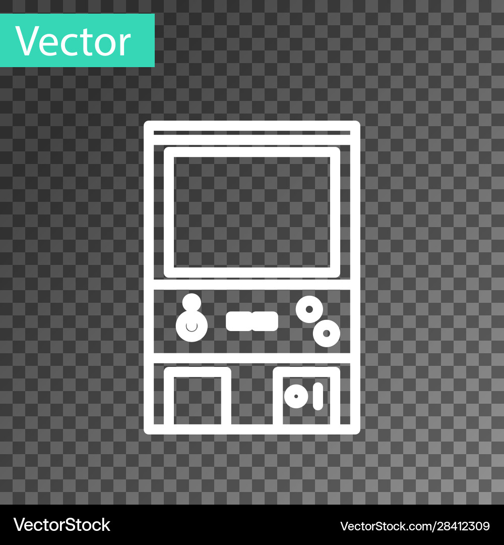 White line retro arcade game machine icon isolated Vector Image