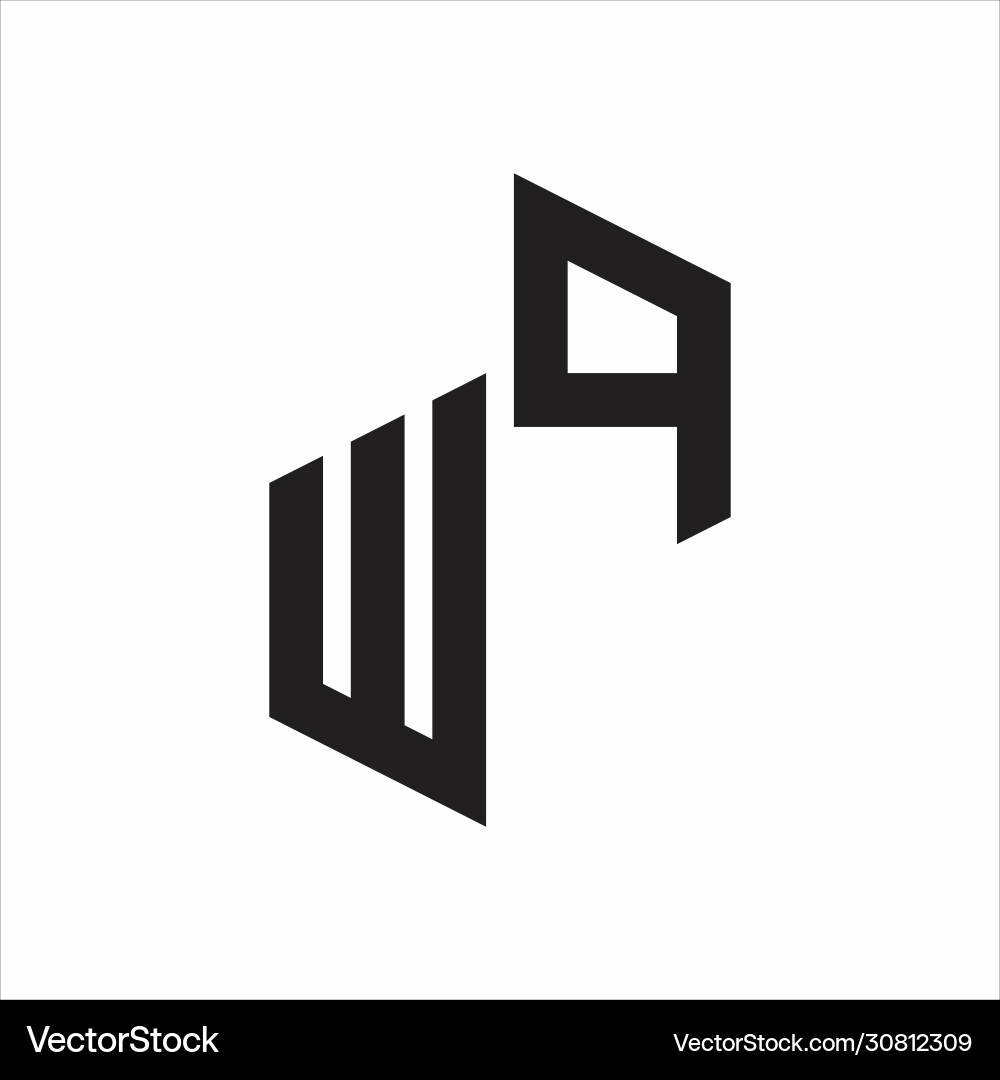 WP Monogram Logo - Upward Letter Style vector image