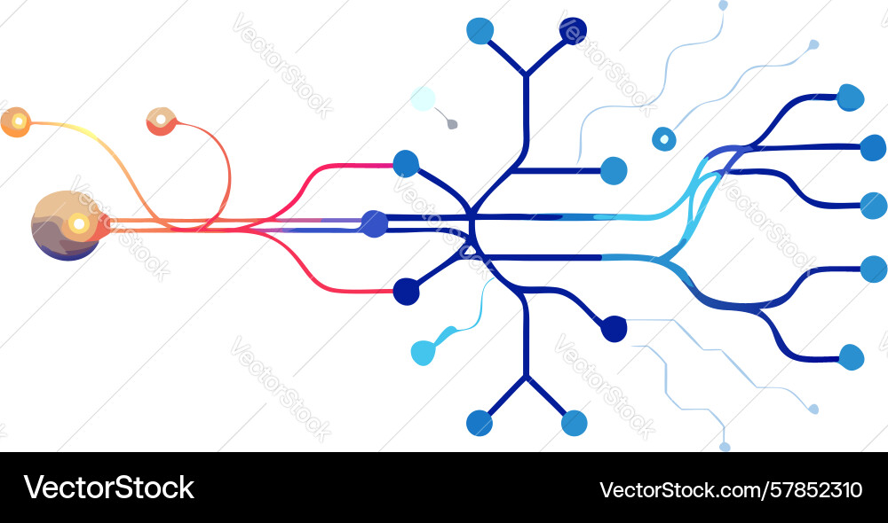 Abstract connected flow for data network Vector Image