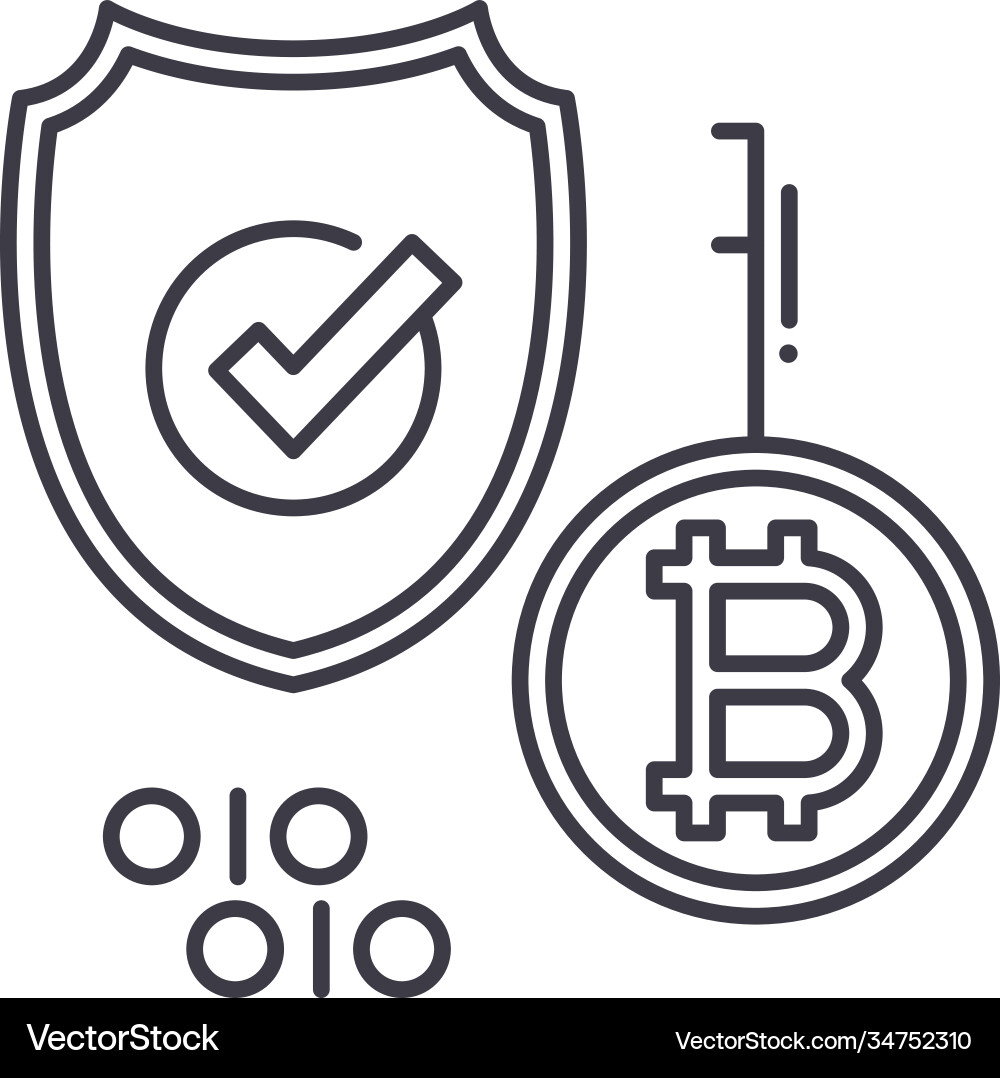 Bitcoin encryption icon linear isolated Bitcoin encryption icon linear isolated vector image