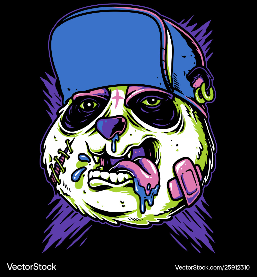 Crazy Panda Doodle (25912310) – Royalty-Free Vector | VectorStock