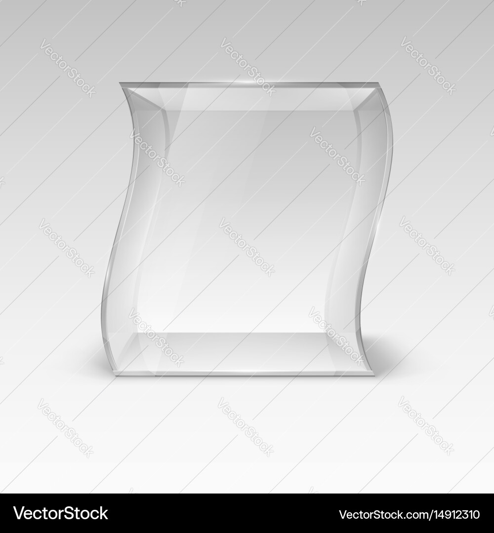 Empty glass showcase in wave form for presentation vector image