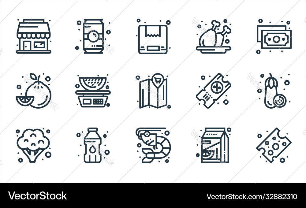 Grocery line icons linear set quality Grocery line icons linear set quality vector image
