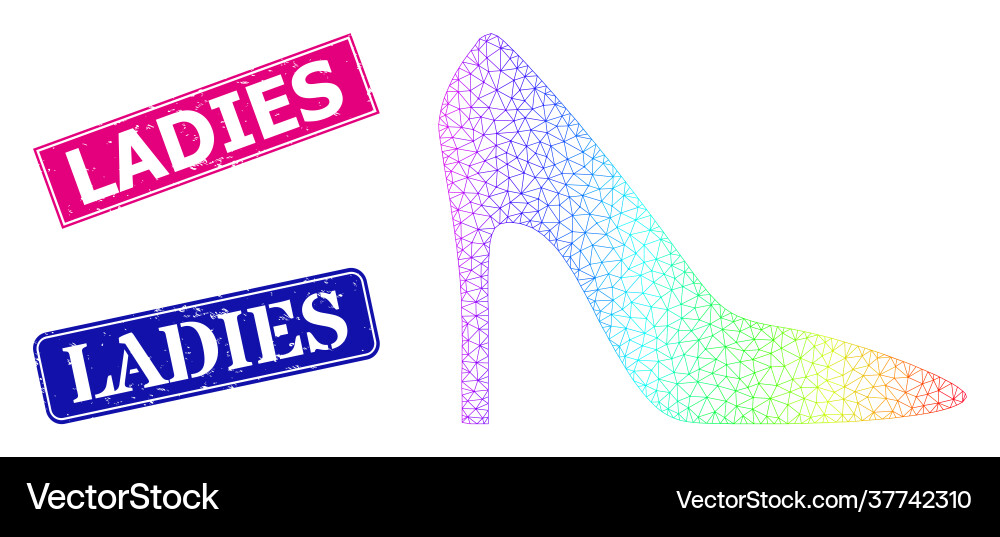 Grunge ladies badges and spectrum net gradient Grunge ladies badges and spectrum net gradient Vector Image