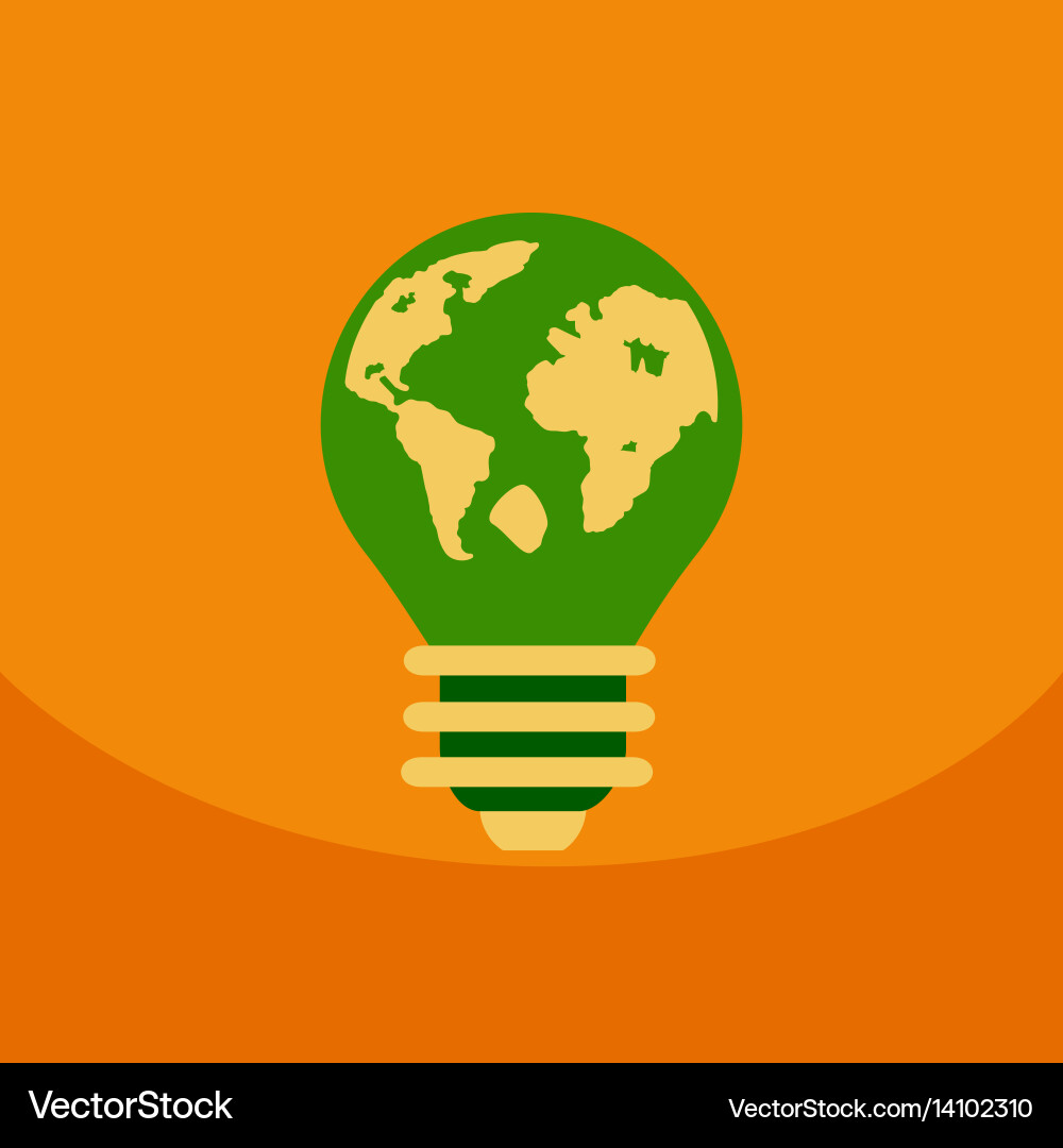 Light save planet on ecology style lamp with map vector image