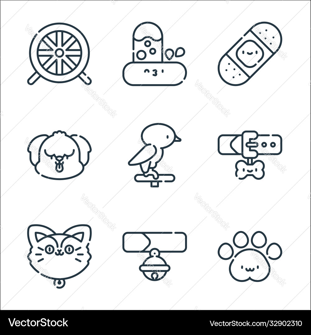 Pets line icons linear set quality vector image