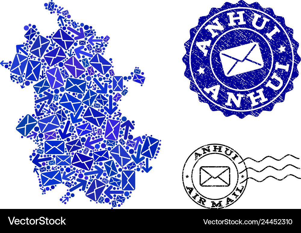Post pathways collage of mosaic map anhui Post pathways collage of mosaic map anhui vector image