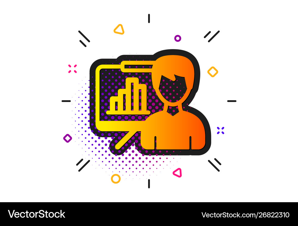 Presentation board icon column graph sign Presentation board icon column graph sign vector image