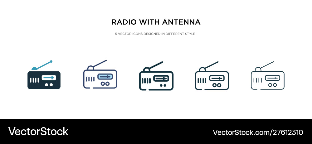 Radio with antenna icon in different style two Radio with antenna icon in different style two vector image