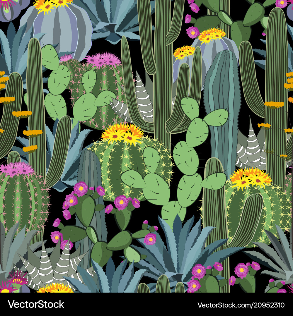 Seamless pattern with cactus wild forest Seamless pattern with cactus wild forest vector image