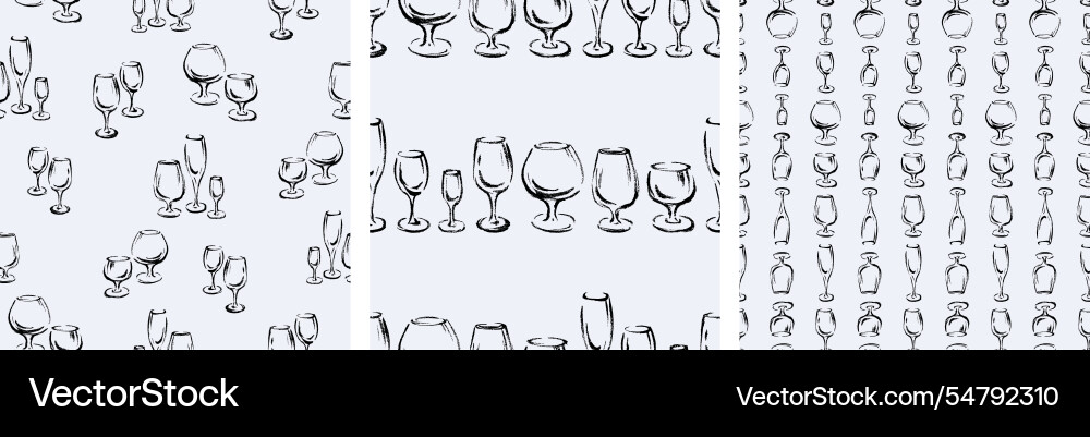Seamless patterns of outlines different wine vector image