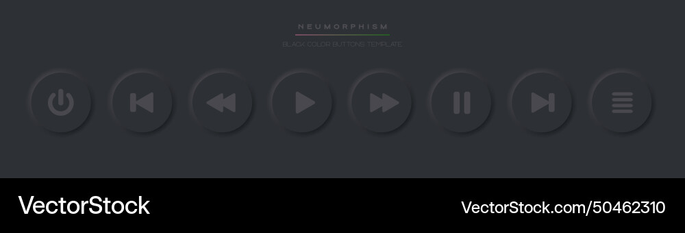 Set of black play button icons neumorphic ui Vector Image