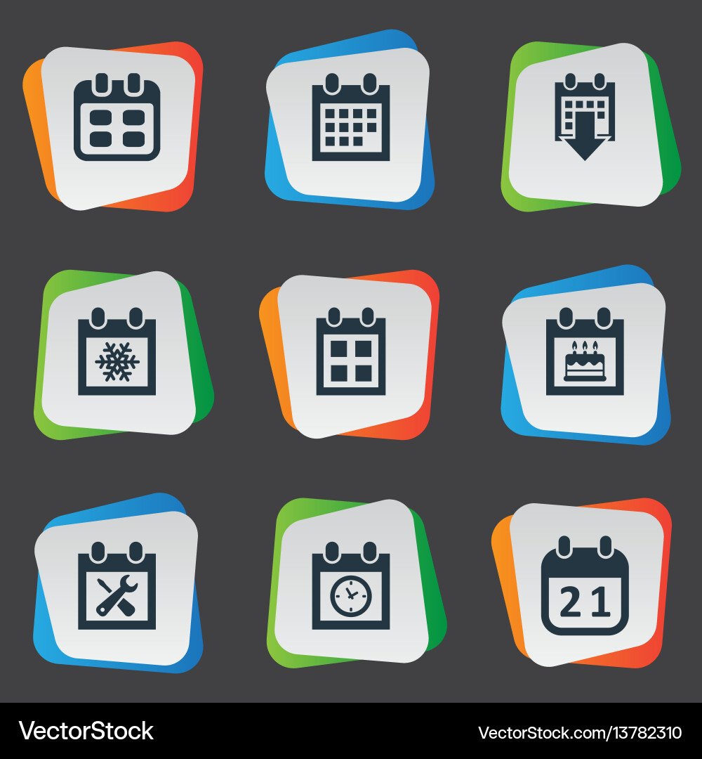 Set of simple date icons vector image