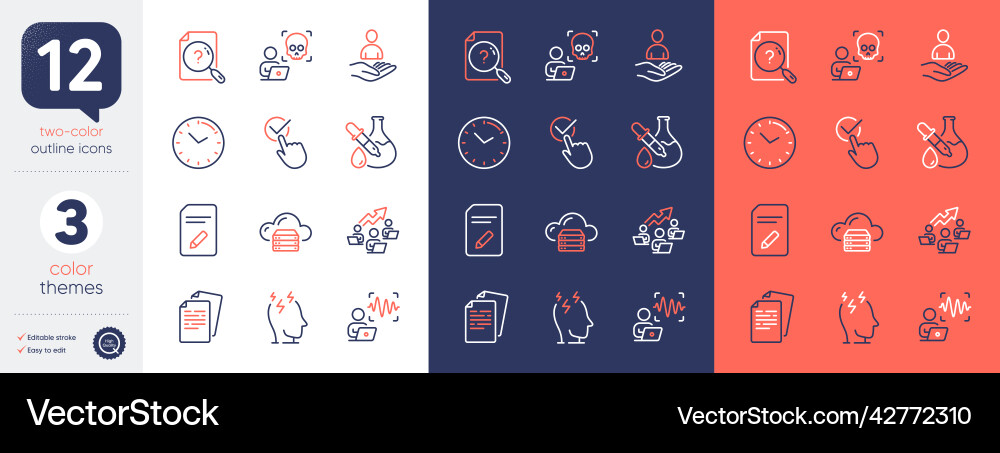 Set of stress teamwork chart and cloud server Set of stress teamwork chart and cloud server vector image
