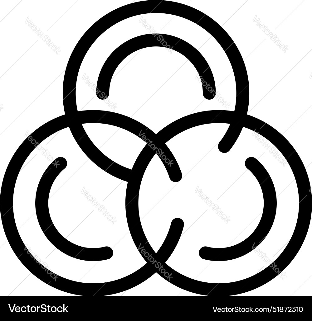 Three interlocking circles forming abstract shape Three interlocking circles forming abstract shape vector image