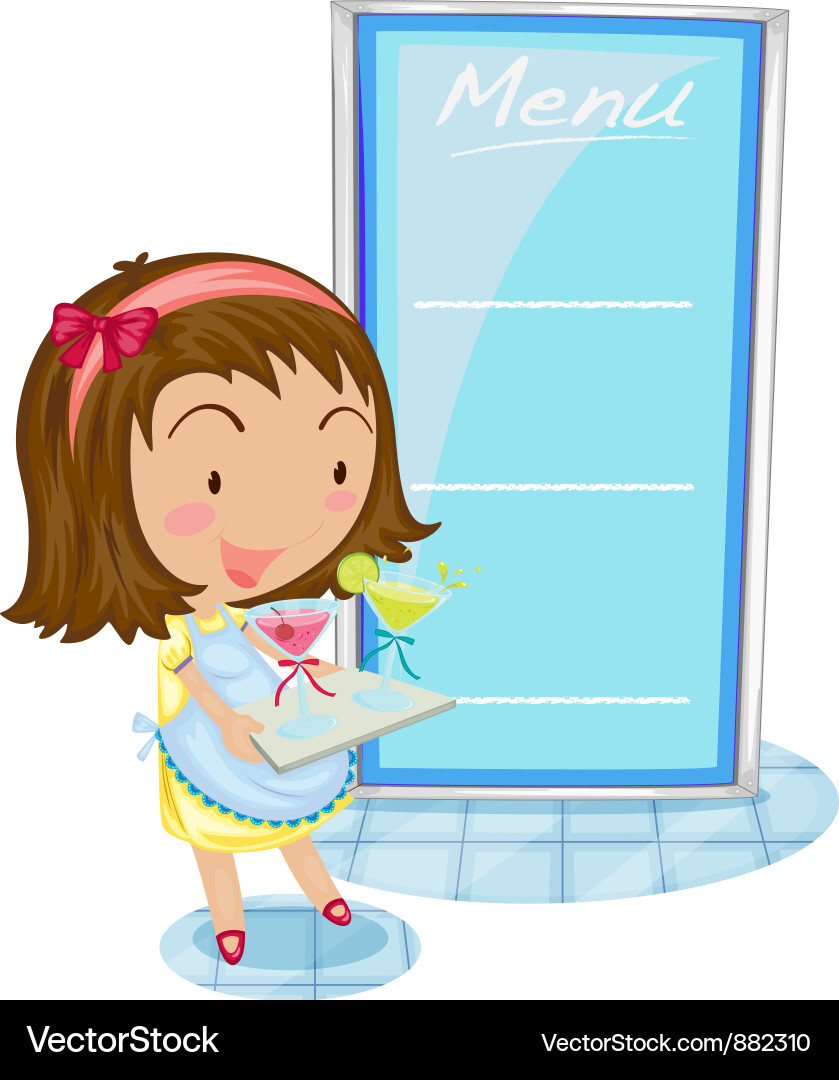 Waitress with Menu Vector Image