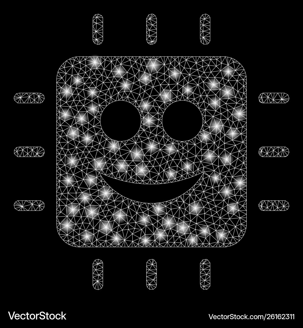 Flare mesh wire frame happy cpu with spots Flare mesh wire frame happy cpu with spots vector image