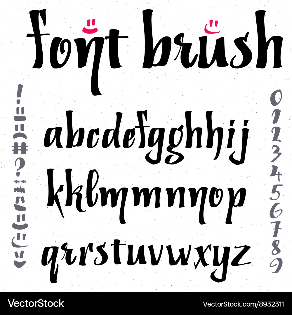 Hand drawn font handwriting brush Vector Image