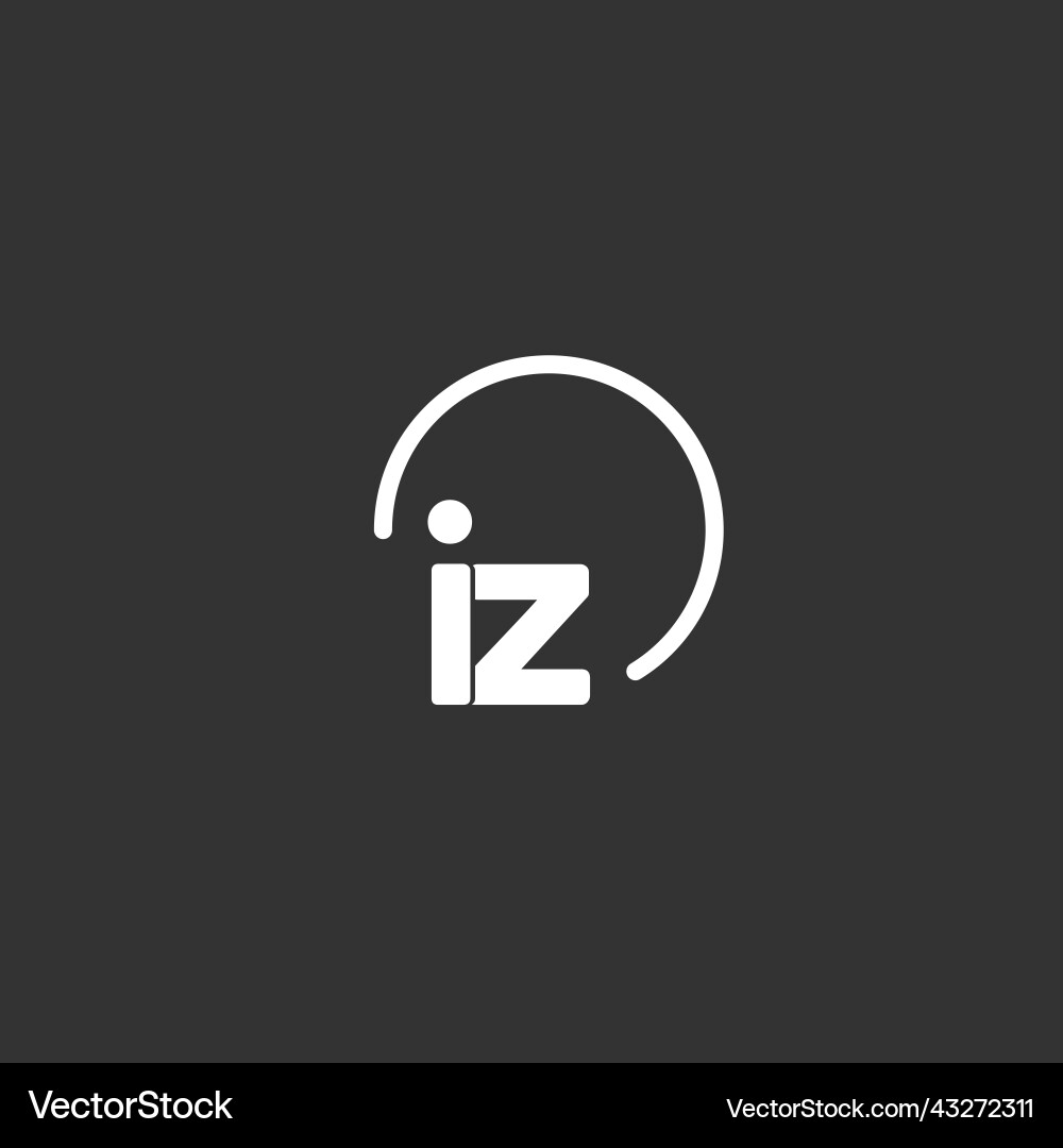 Iz initial logo with rounded circle Royalty Free Vector