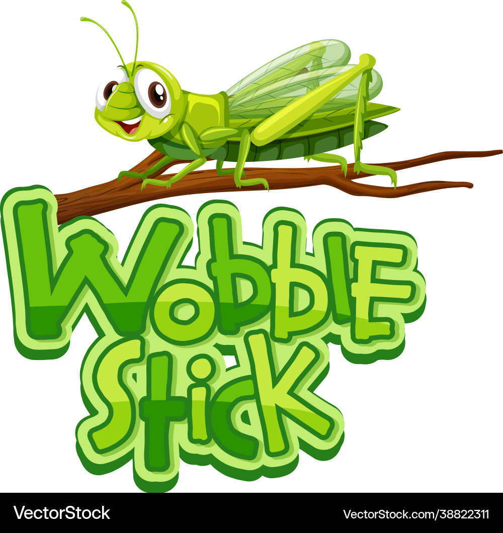 Mantis cartoon character with wobble stick font Mantis cartoon character with wobble stick font Vector Image