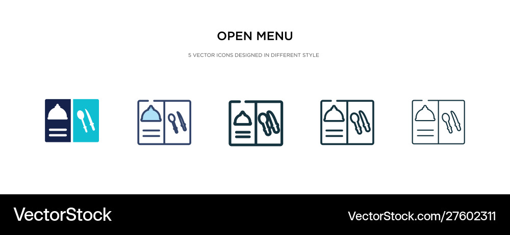 Open menu icon in different style two colored Vector Image