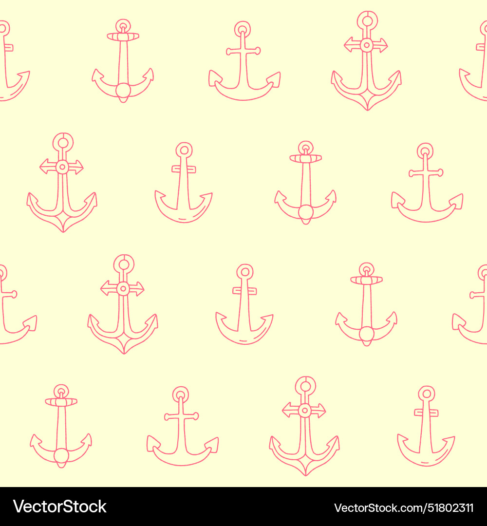 Outline collection of anchor seamless pattern Outline collection of anchor seamless pattern vector image