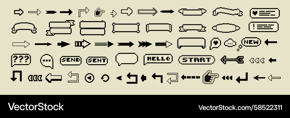 Pixel Art Retro Game UI Vector Image