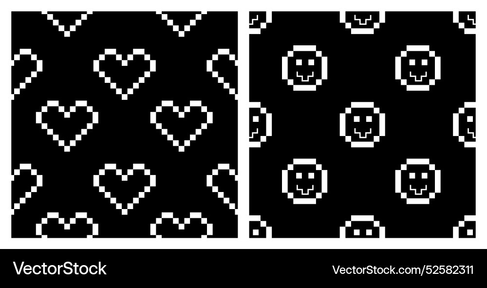 Pixel y2k retro seamless pattern set Pixel y2k retro seamless pattern set vector image