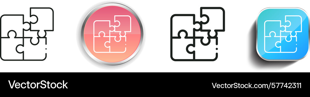 Puzzle icon thin linear regular and button style Puzzle icon thin linear regular and button style vector image