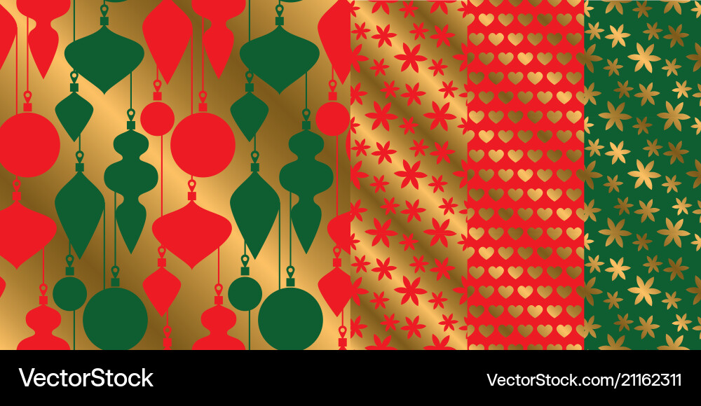 Simple geometric xmas repeatable pattern set Vector Image