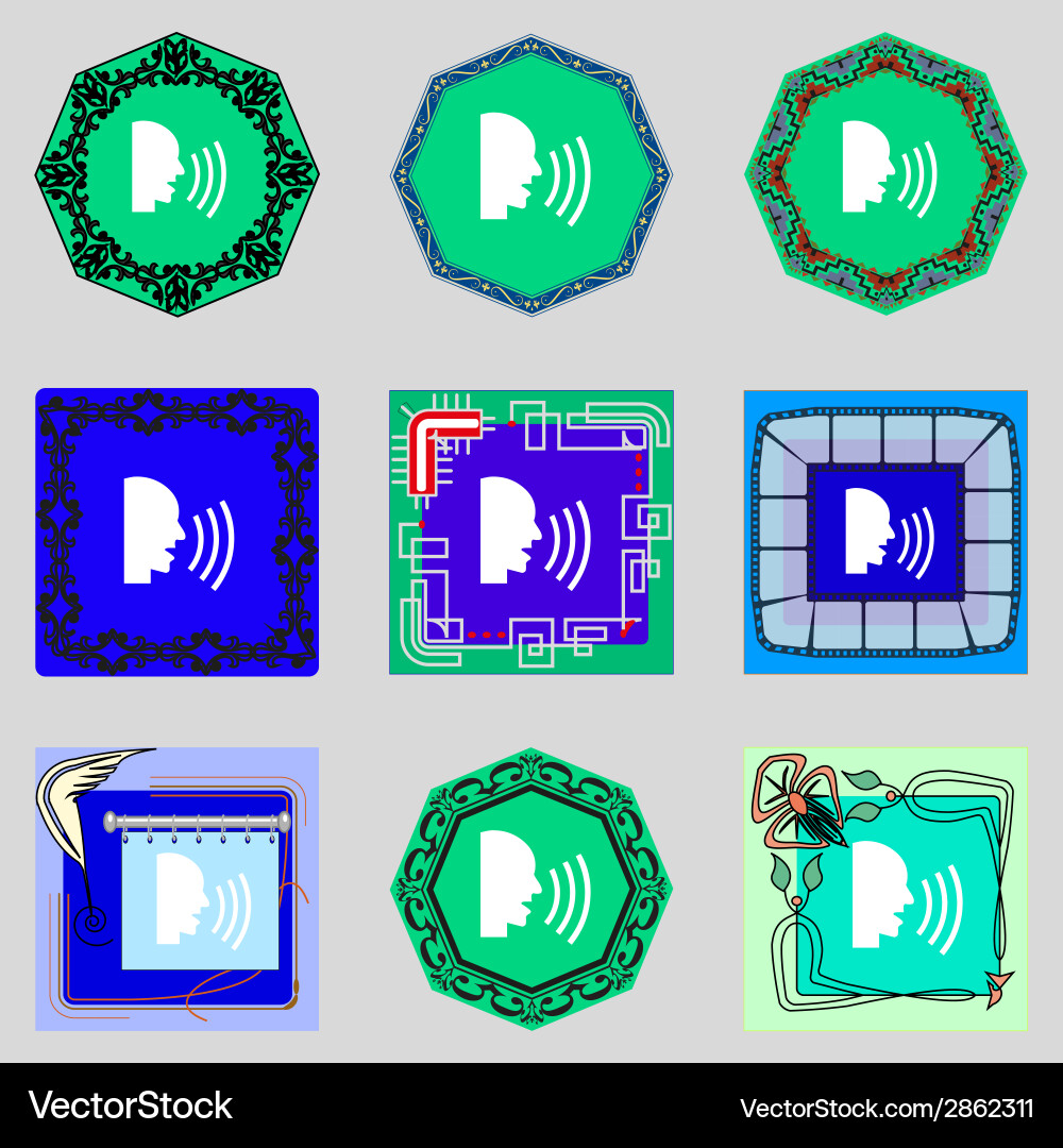 Talking flat modern web icon set colour button vector image