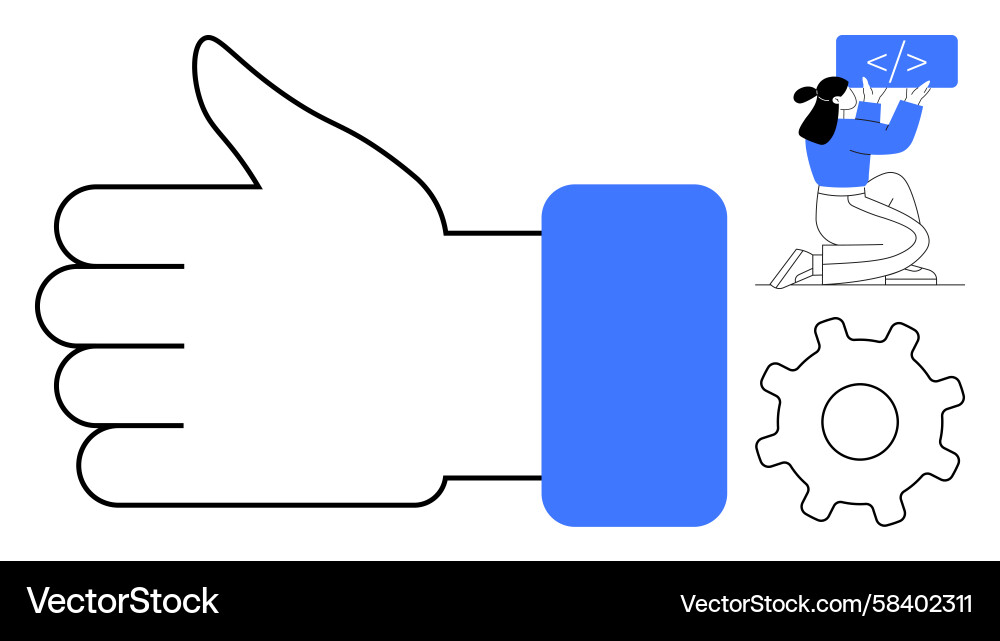 Thumbs Up Coding Teamwork Vector Image