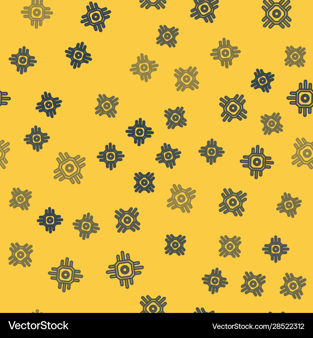 Blue line processor icon isolated seamless pattern vector image