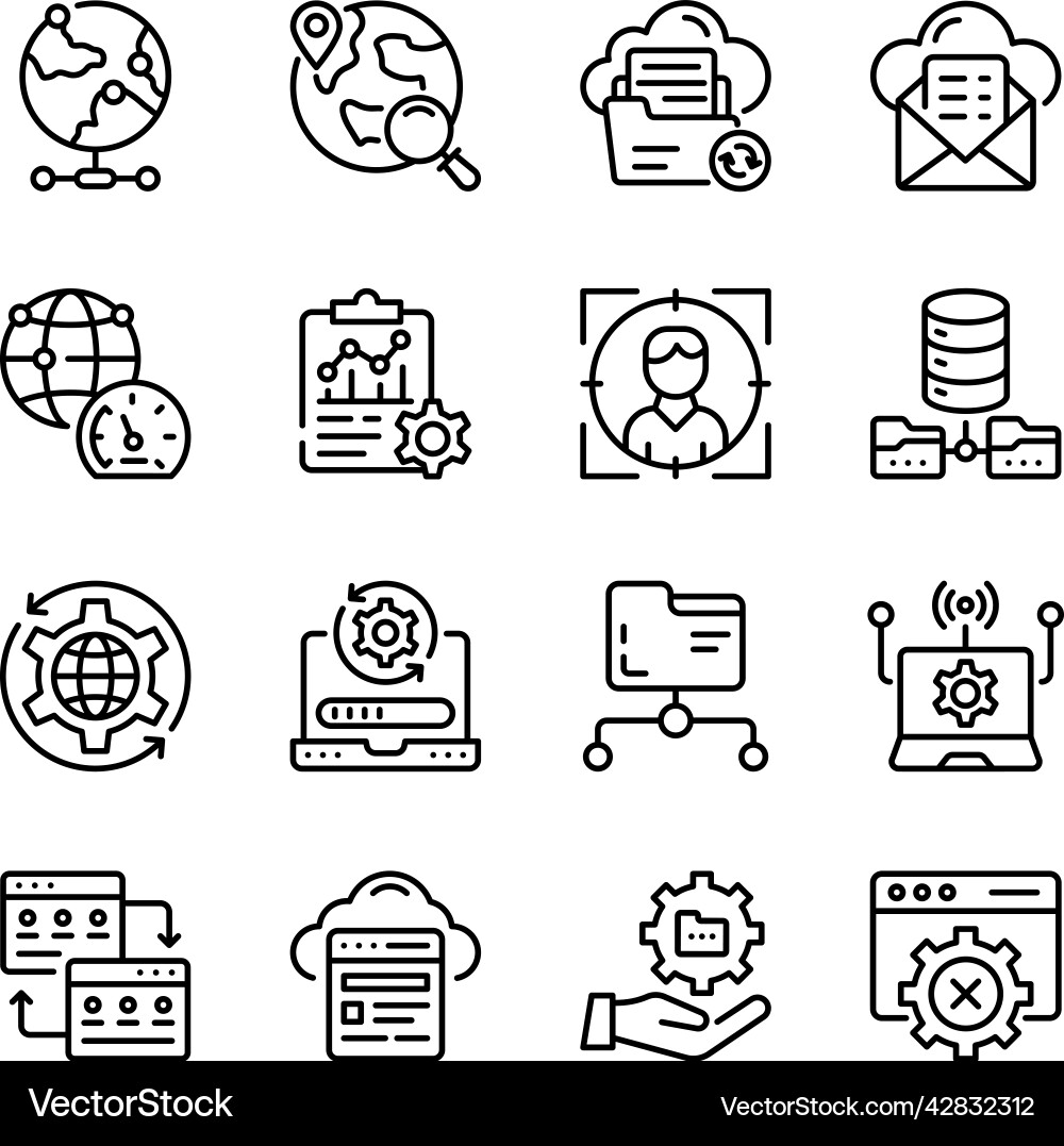 Bundle of big data line icons Vector Image