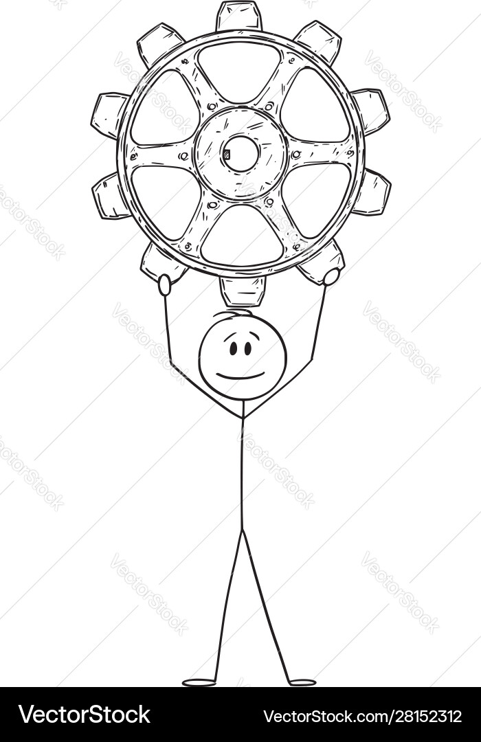 Cartoon man or businessman holding big Cartoon man or businessman holding big vector image