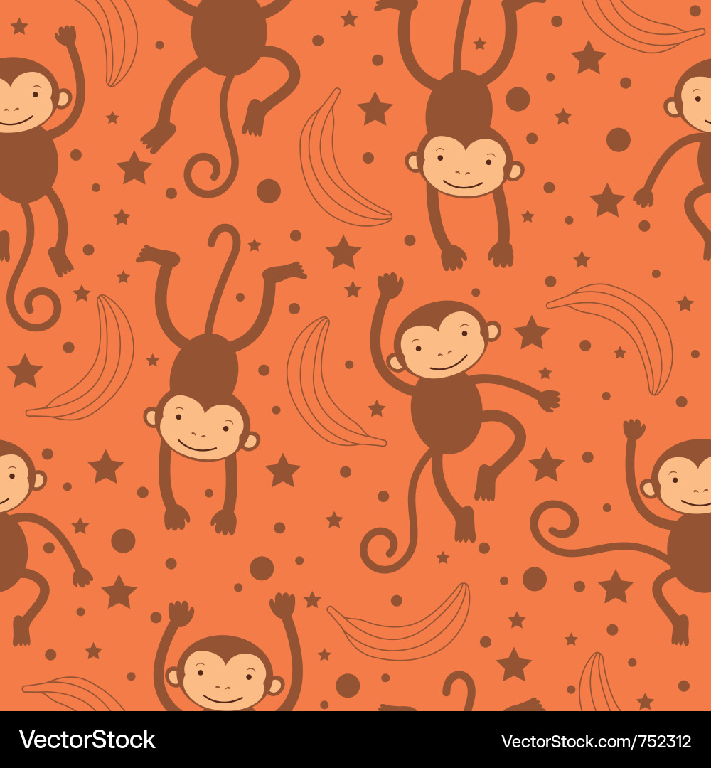 Cute Monkey Seamless Pattern Vector Image