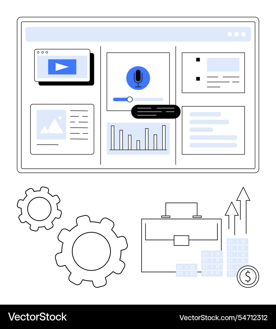 Digital dashboard with media analytics Digital dashboard with media analytics vector image
