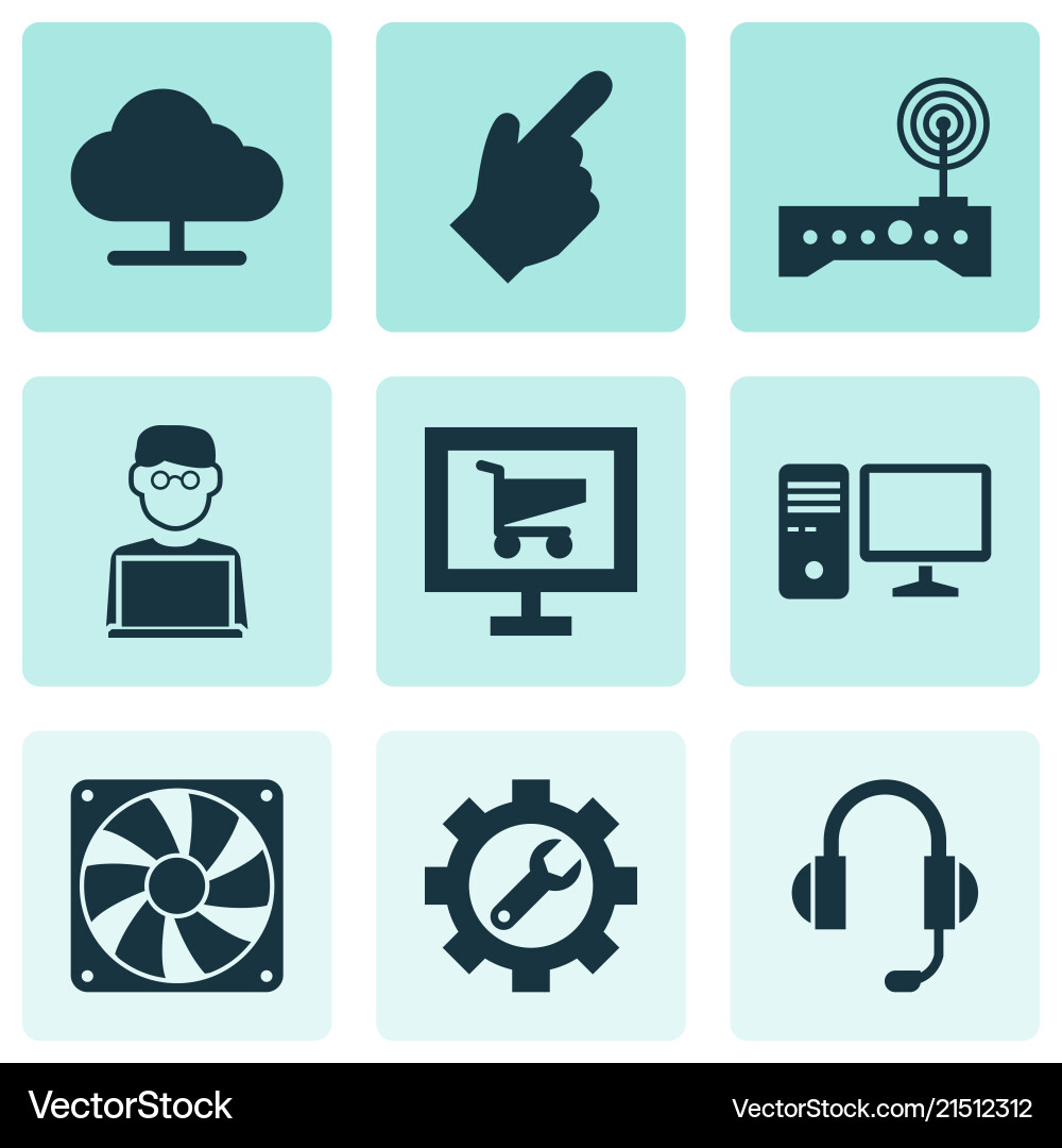 Digital icons set with cursor hardware pc Digital icons set with cursor hardware pc vector image