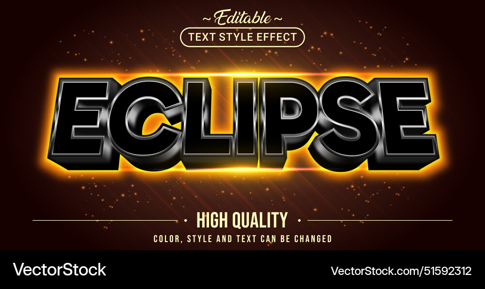 Editable text style effect - eclipse Editable text style effect - eclipse Vector Image
