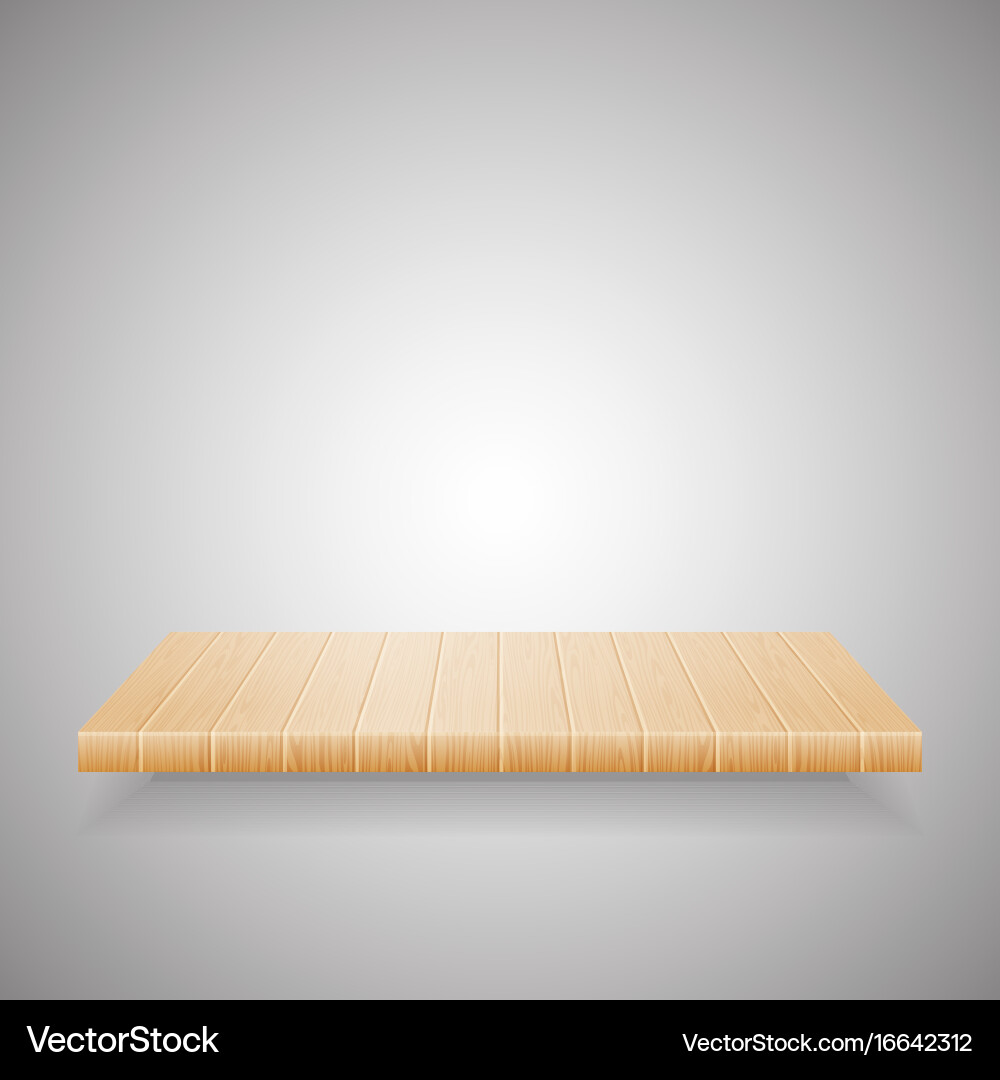 Empty wooden shelf on gradient background vector image