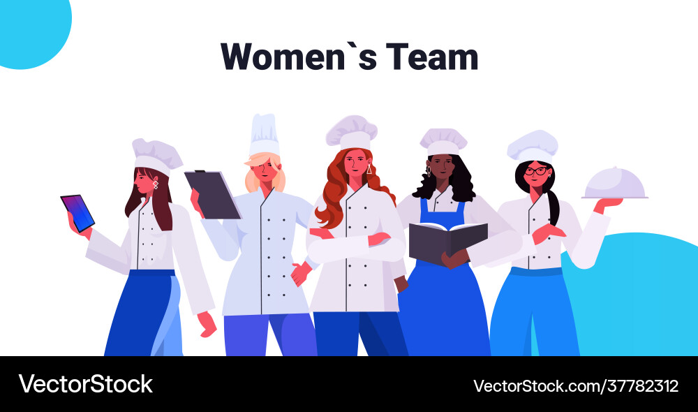 Female cooks in uniform standing together Vector Image