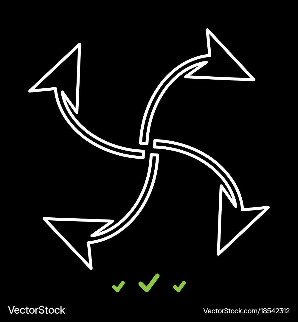 Four arrows in loop from center it is white icon vector image