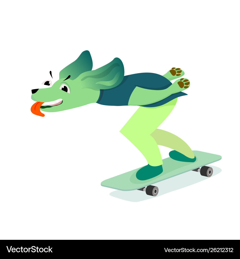 Funny dog playing skateboard Vector Image