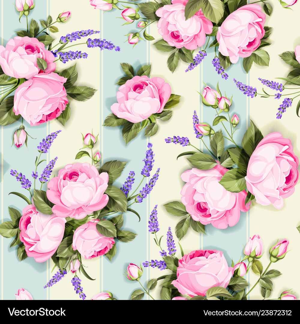 Lavender Pink Rose Floral Wallpaper Vector Image