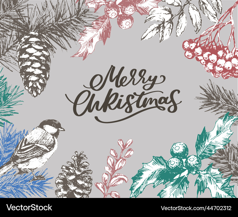 Merry christmas and happy new year abstract vector image