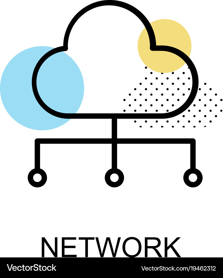 Network with flow chart on white background Vector Image