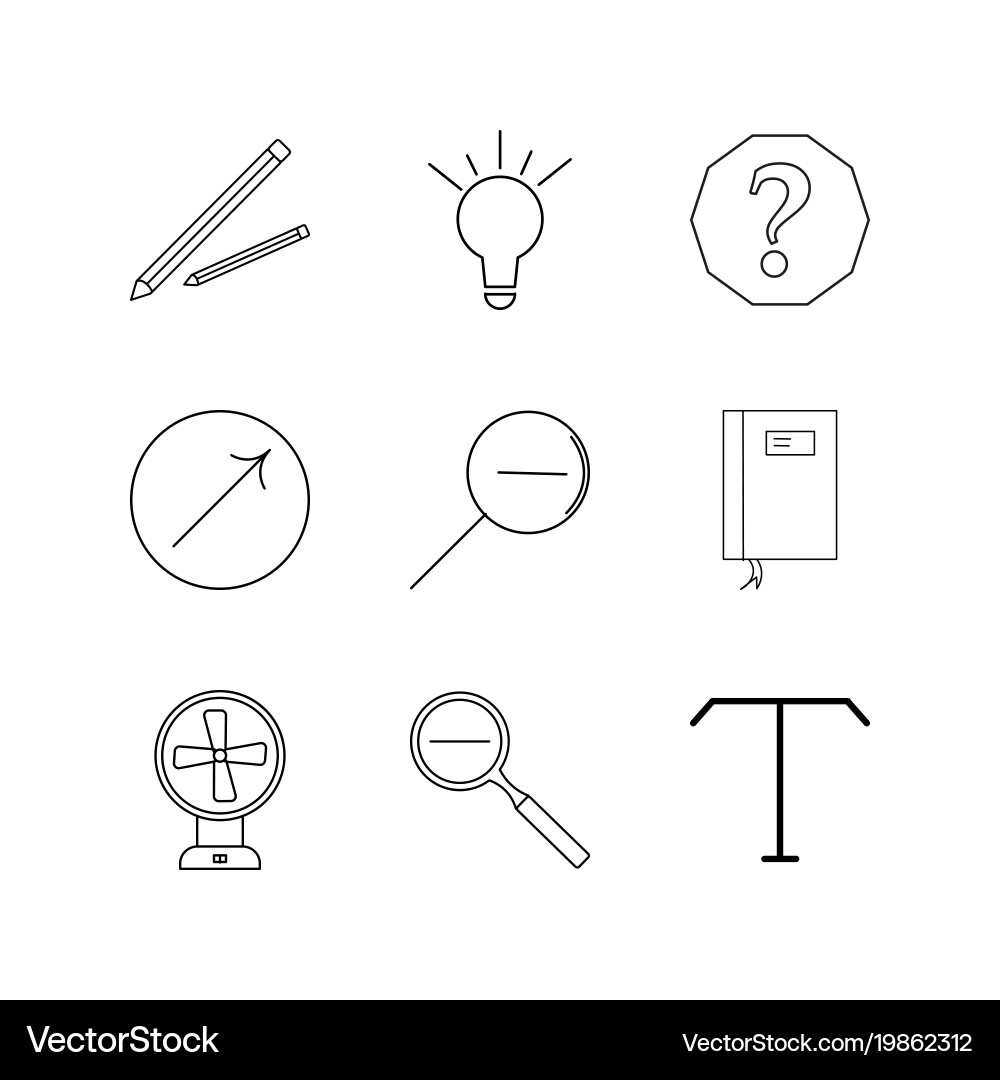 Office linear icon set simple outline icons vector image