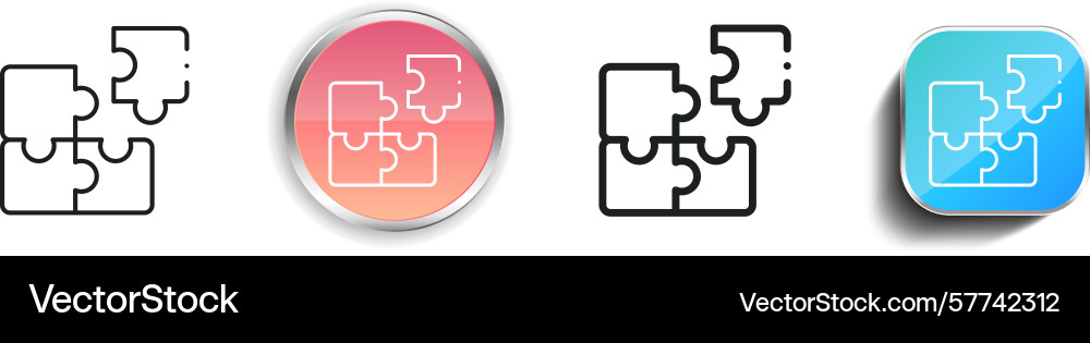 Puzzle icon thin linear regular and button style vector image