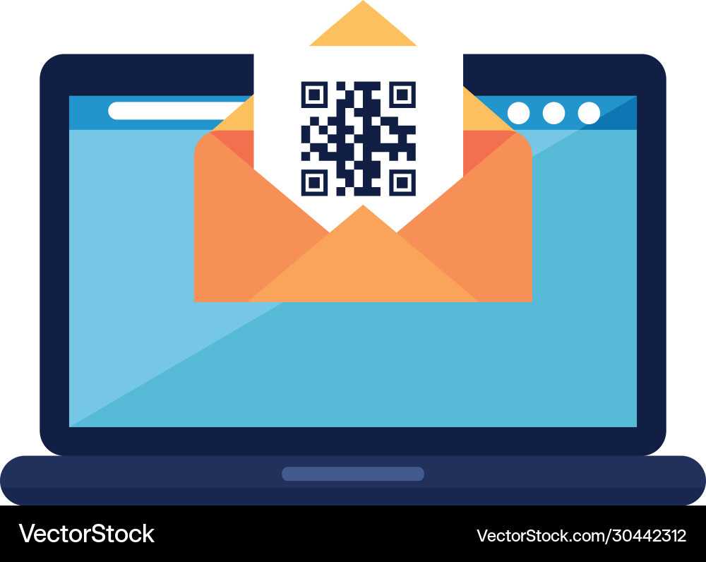 Qr code inside envelope and laptop design Vector Image